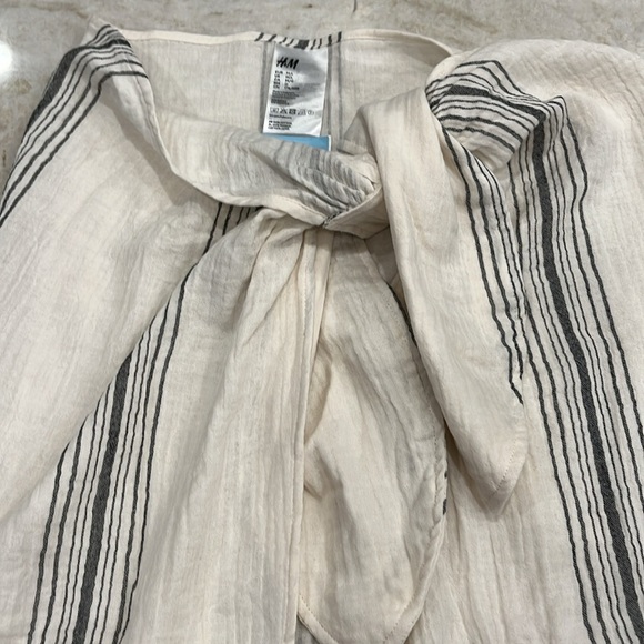NEW H&M Cotton Wrapover Sarong | Cream‎ & Black Striped | M/L - Picture 7 of 13